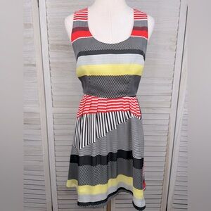 BB DAKOTA Fit & Flare Sleeveless Midi Dress Colorblock Multi Stripe-4